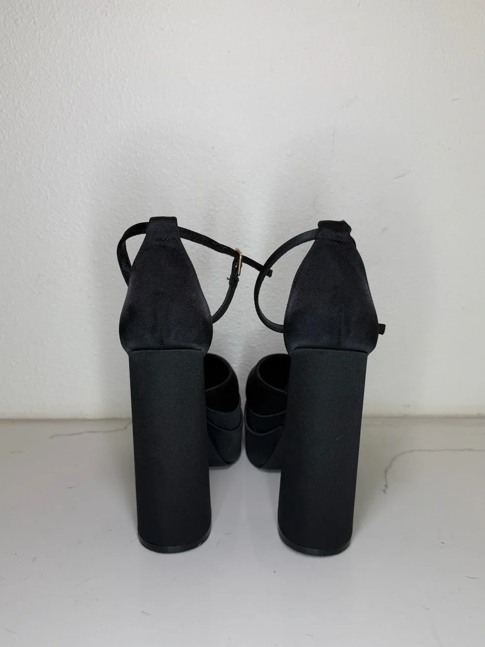 Fashion Nova Black Platform Ankle-Strap Heels